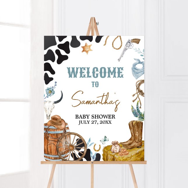 Affiche Petit Baby shower Cowboy Bienvenue (Wild West Baby Shower Welcome Sign)