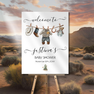 Affiche Petit Baby shower Cowboy Vêtements de garçon Bienv
