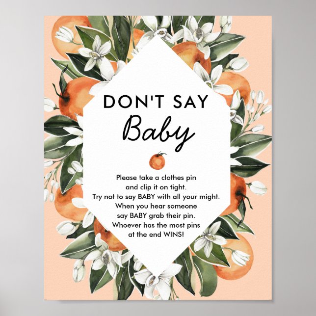 Affiche Petit Baby shower Cutie ne pas dire Baby Game Sign (Devant)