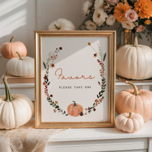 Affiche Petit Baby shower d'automne Citrouille Faveurs