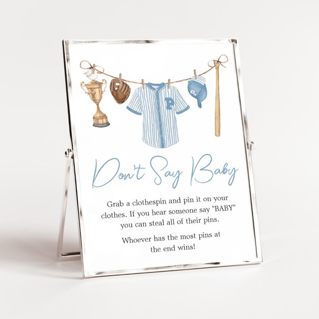 Affiche Petit Baby shower de baseball Slugger Ne pas dire  (Baseball Little Slugger Baby Shower Don't Say Baby Sign)