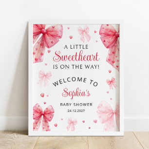 Affiche Petit Baby shower de la Bow rouge douce