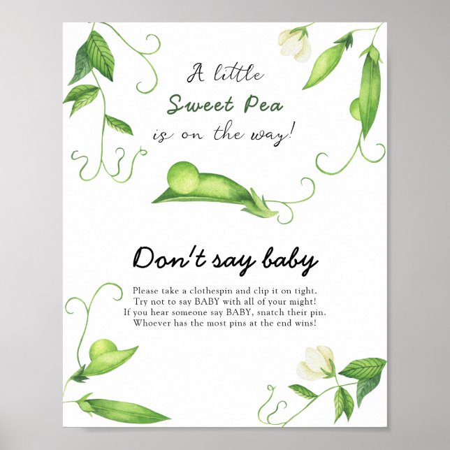 Affiche Petit Baby shower de pois - Ne dites pas bébé (Devant)