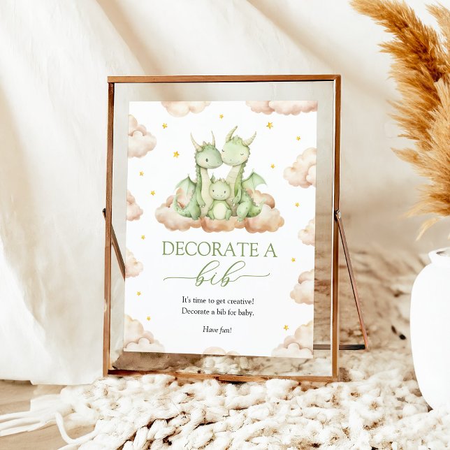 Affiche Petit Baby shower Dragon Décorez Un Panneau Bib (Créateur téléchargé)