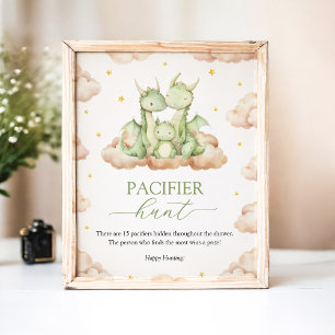 Affiche Petit Baby shower Dragon Pacifique Chasse Jeu SIGN