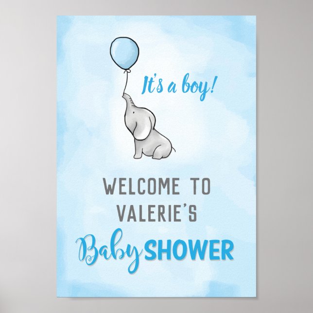 Affiche Petit baby shower éléphant (Devant)