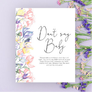 Affiche Petit baby shower fleur sauvage Ne dis pas bébé