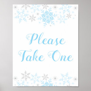 Affiche Petit Baby shower Garçon Flocon De Neige Prendre U