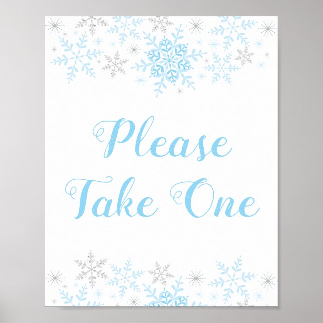 Affiche Petit Baby shower Garçon Flocon De Neige Prendre U (Devant)