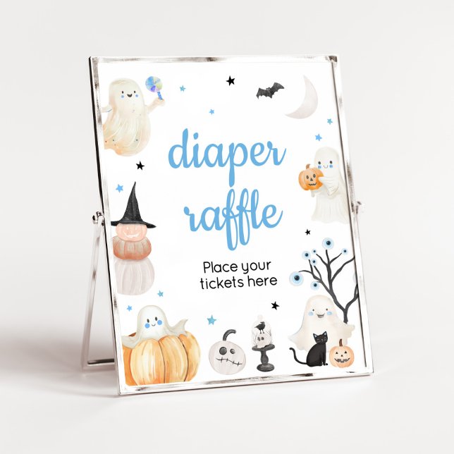 Affiche Petit Baby shower Halloween Petit Boo Déchets Raff (A Little Boo Baby Shower Diaper Raffle Sign)