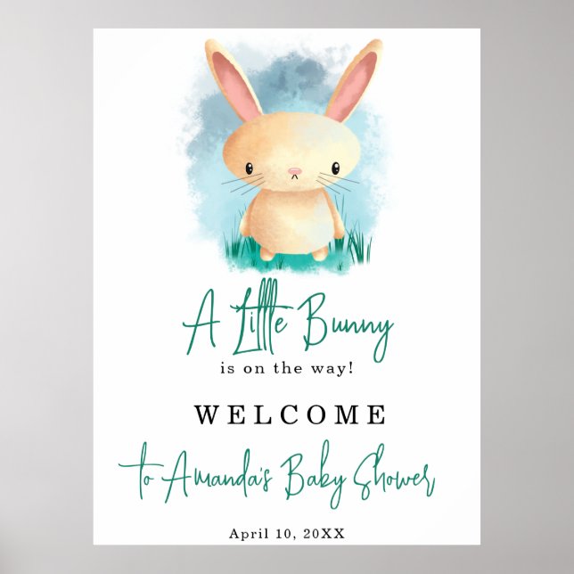 Affiche Petit baby shower lapin (Devant)