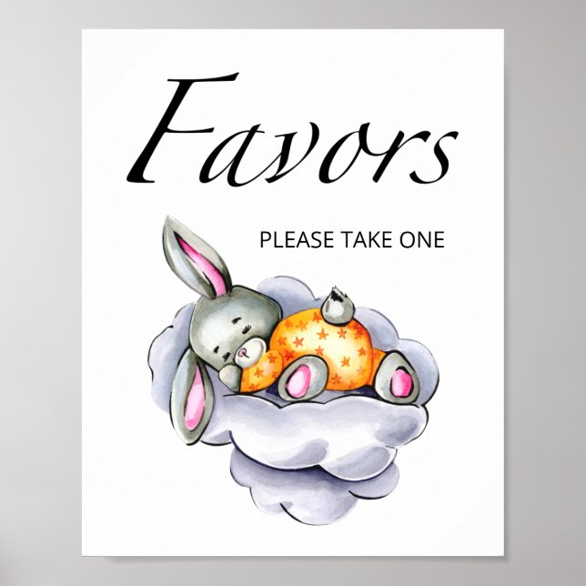 Affiche Petit baby shower lapin en faveur (Devant)
