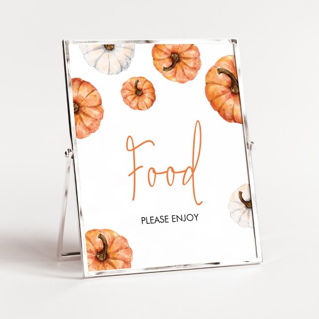 Affiche Petit Baby shower minimaliste Citrouille (Minimalist Pumpkin Baby Shower Food Sign)