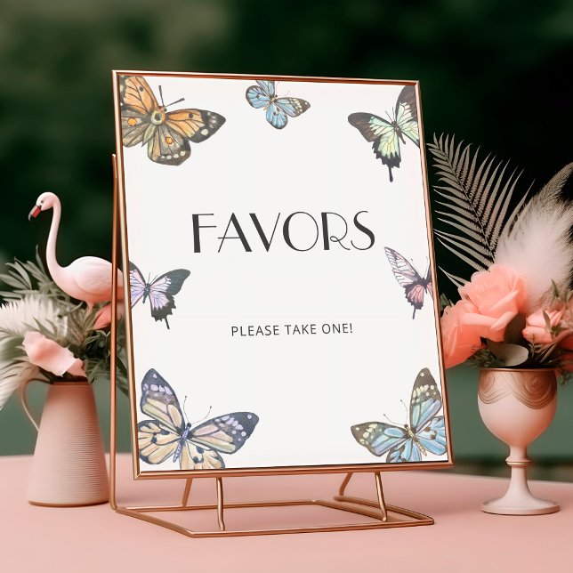 Affiche Petit Baby shower papillon coloré favorise (Créateur téléchargé)