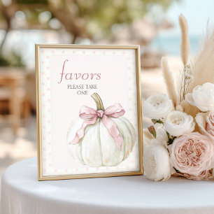 Affiche Petit Baby shower Pois blanc Citrouille Faveurs