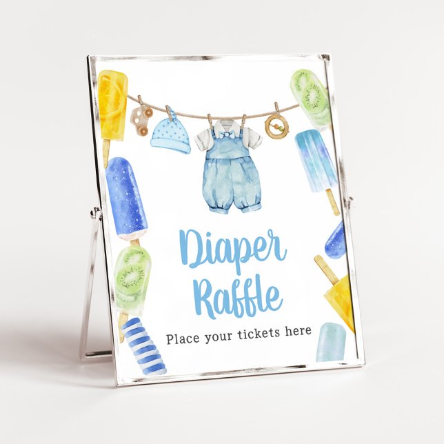 Affiche Petit Baby shower Popsicle Déchets Raffle (Popsicle Baby Shower Diaper Raffle Sign)