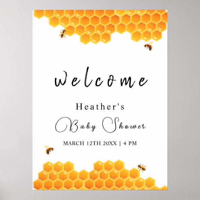 Affiche Petit Baby shower pour garçon de Honey Bumblebee B (Devant)