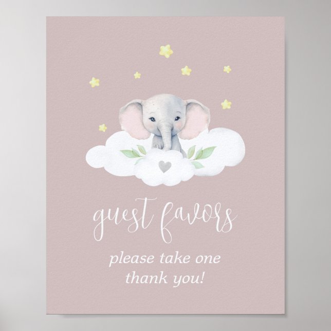 Affiche Petit Baby shower rose arachide Faveurs Signale Dé (Devant)