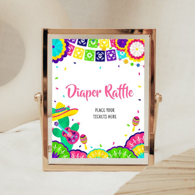 Affiche Petit Baby shower Senorita Déchets Raffle (Mexican Baby Shower Diaper Raffle Sign)