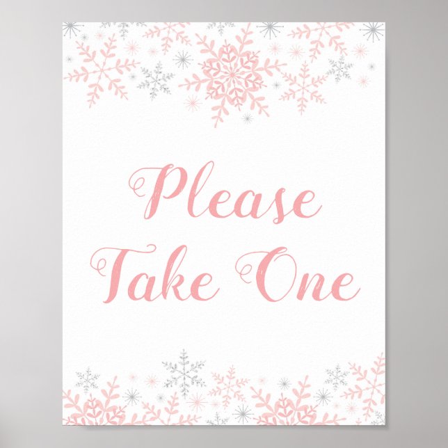 Affiche Petit Baby shower Snowflake Prendre une table Fave (Devant)