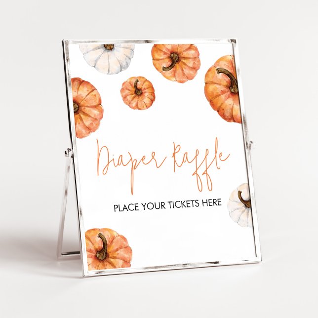 Affiche Petit baril minimaliste Citrouille (Minimalist Pumpkin Baby Shower Diaper Raffle Sign)