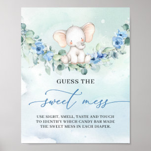 Affiche Petit bébé éléphant floral Guess The Sweet Mess je
