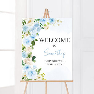 Affiche Petit bébé en fleurs Baby shower Bienvenue