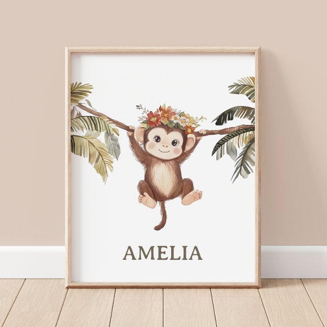 Affiche Petit Bébé Singe Boho Safari Nursery Wall (Créateur téléchargé)