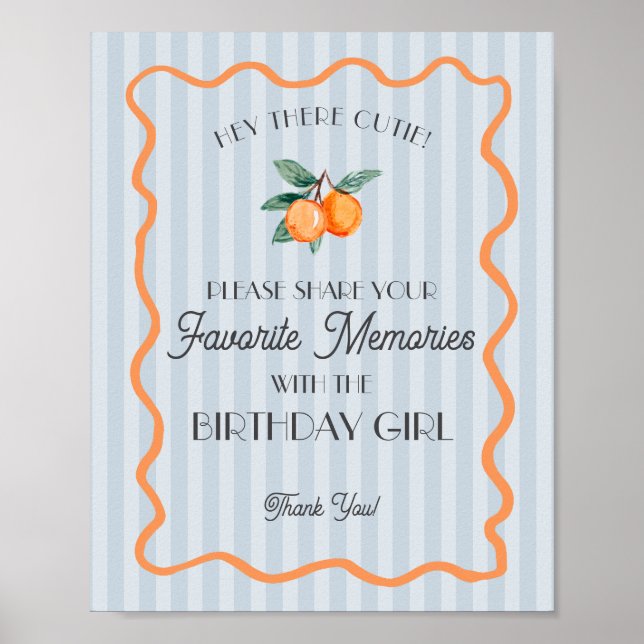 Affiche Petit Bleu Mignon Citron Souvenir Préféré Annivers (Devant)