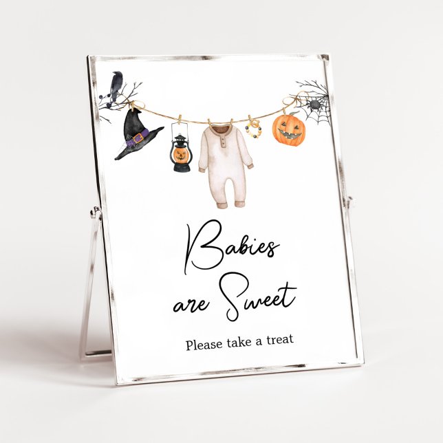 Affiche Petit Boo Halloween Baby shower Les bébés sont dou (Halloween Baby Clothes Baby Shower Babies are Sweet Sign)