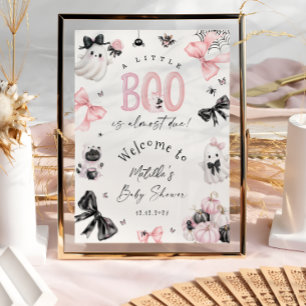 Affiche Petit Boo Halloween Baby shower rose Bienvenue