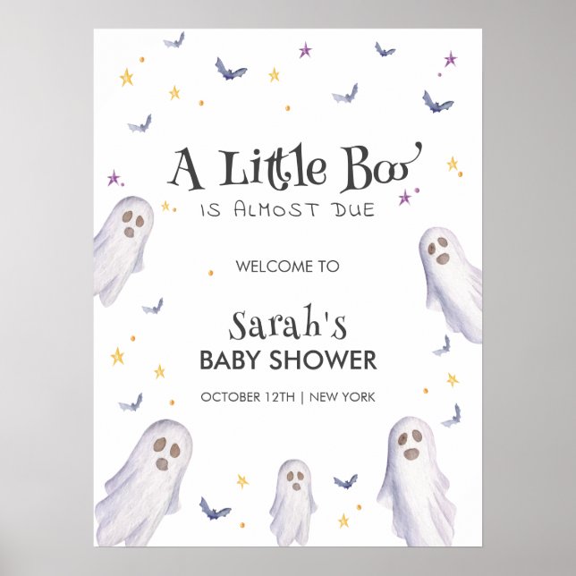 Affiche Petit Boo Stars moderne Accueil Baby shower fantôm (Devant)