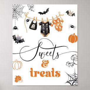 Affiche Petit Boo vêtements de Halloween sur un fil à ling