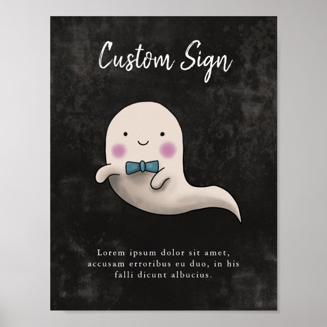 Affiche Petit Boy Ghost Baby shower Signal personnalisé (Devant)