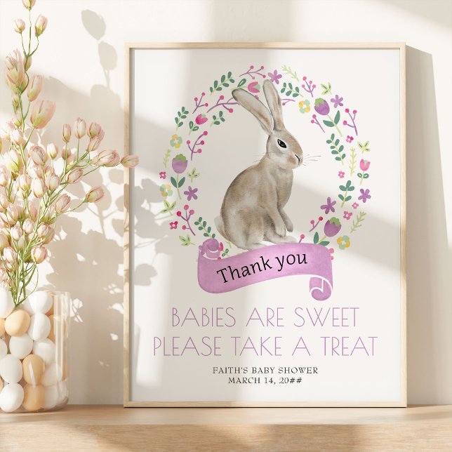 Affiche Petit Bunny Baby shower de printemps Favoriser tab (Easter Rabbit Favor Table Sign from my Little Bunny & Little Lamb Baby Shower collection)