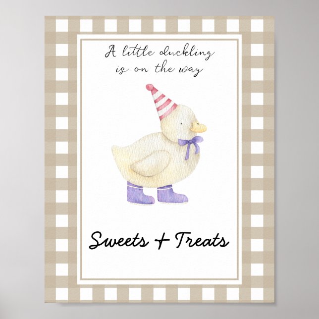 Affiche Petit canard - douceurs et friandises baby shower (Devant)