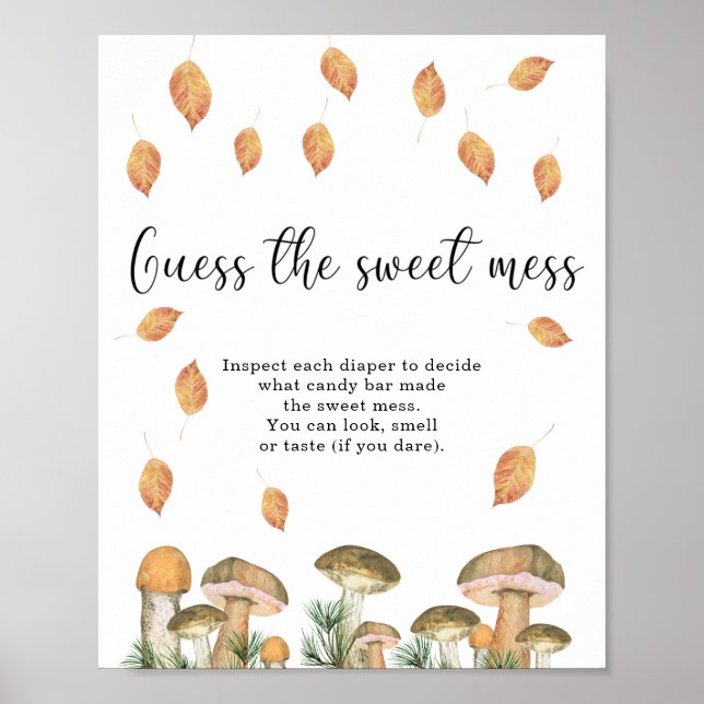 Affiche petit champignon - devine le gâteau de bébé shower (Devant)