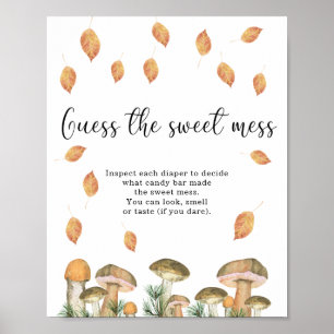 Affiche petit champignon - devinez le doux baby shower de 