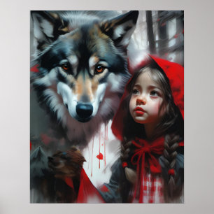 Affiche Petit chaperon rouge et loup