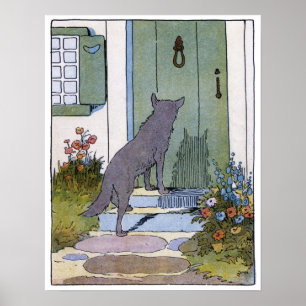 Affiche Petit chaperon rouge : Loup à la porte