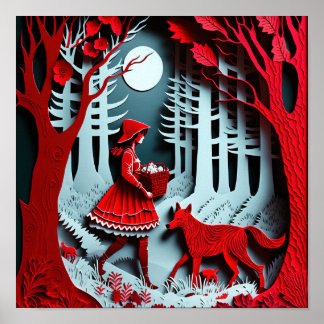 Affiche Petit chaperon rouge rencontre le grand méchant lo