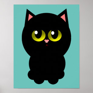 Affiche Petit Chat noir chanceux