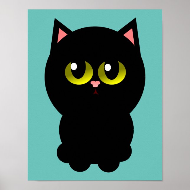 Affiche Petit Chat noir chanceux (Devant)