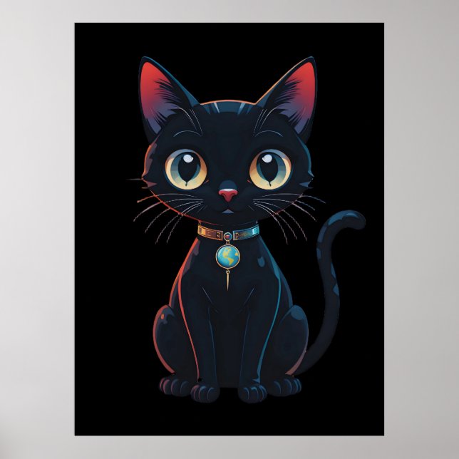 Affiche Petit Chat Noir Effrayant (Devant)
