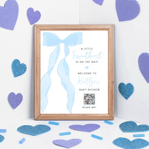 Affiche Petit Chéri Élégant Nœud Bleu Baby Shower