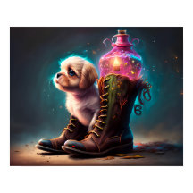 Petit chien et bottes majestueux