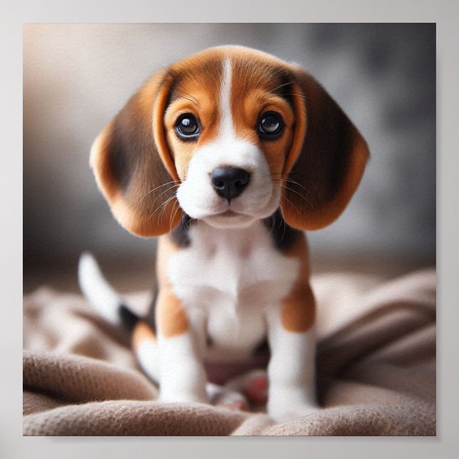 Affiche Petit chiot beagle aux beaux yeux (Devant)
