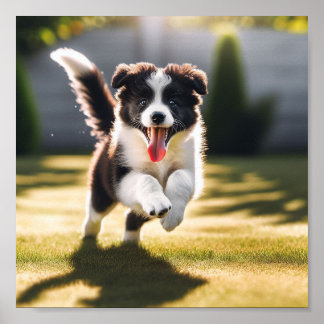 Affiche Petit chiot Collie à la frontière