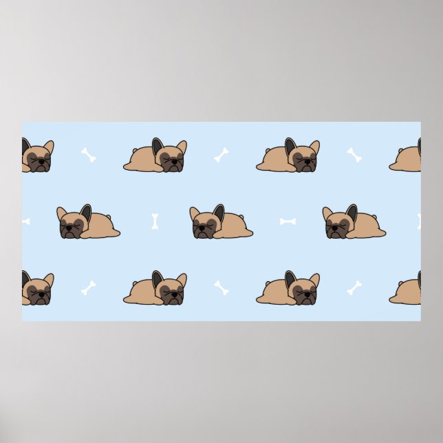 Affiche Petit chiot français bulldog dormant sans soudure  (Devant)