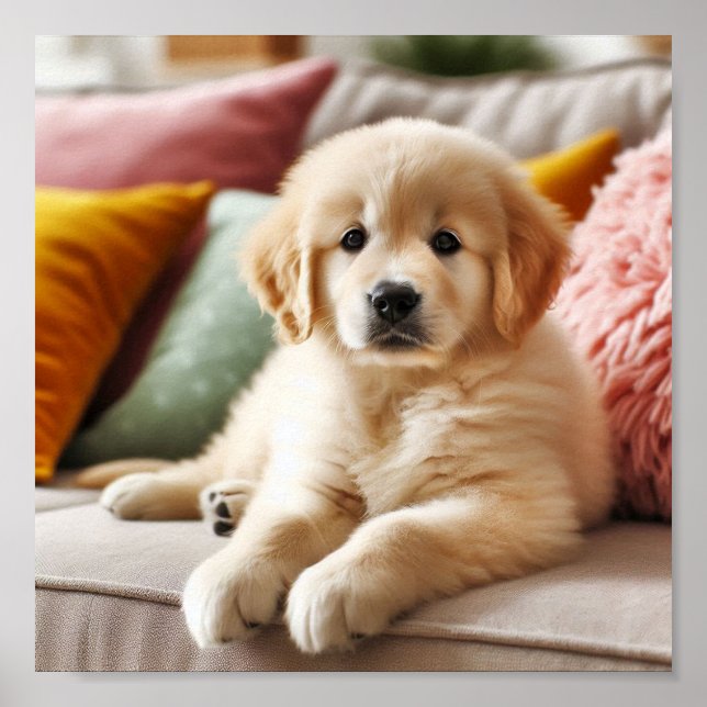 Affiche Petit chiot Golden Retriever (Devant)